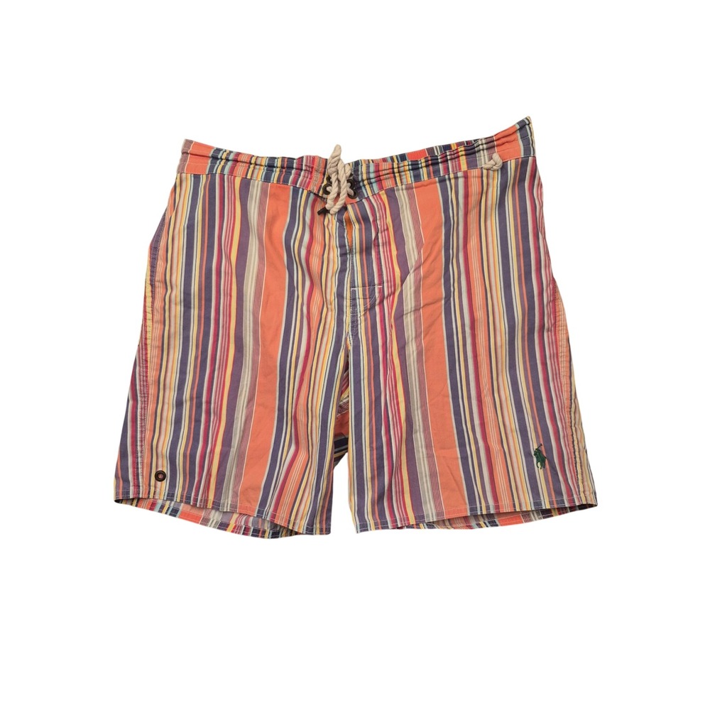 Polo Ralph Lauren Mens Striped Swim Trunks Orange Purple Pony Logo Size M